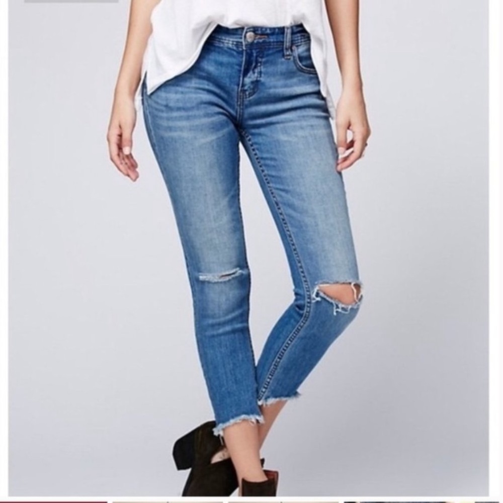 Free People Frayed Hem Ankle Distressed Jeans 26